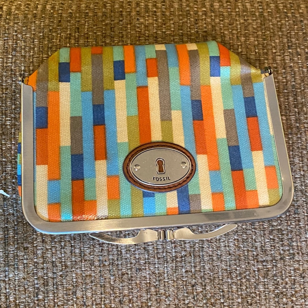 Fossil Key-Per Multicolor Clutch Purse with Mirror